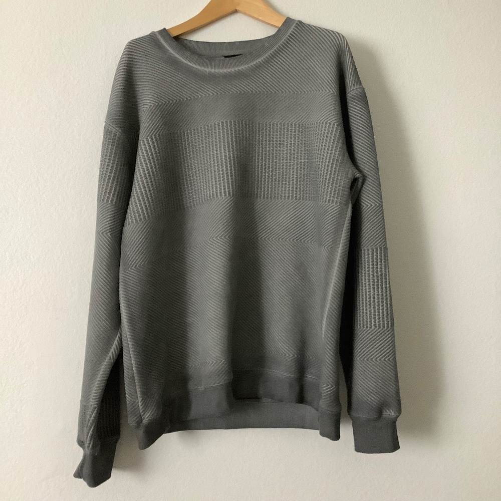 New Mono B Grey Mens Textured Pullover Size M